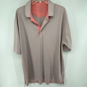 Bobby Jones Sz XL Striped‎ Grey Coral Golf Polo Shirt